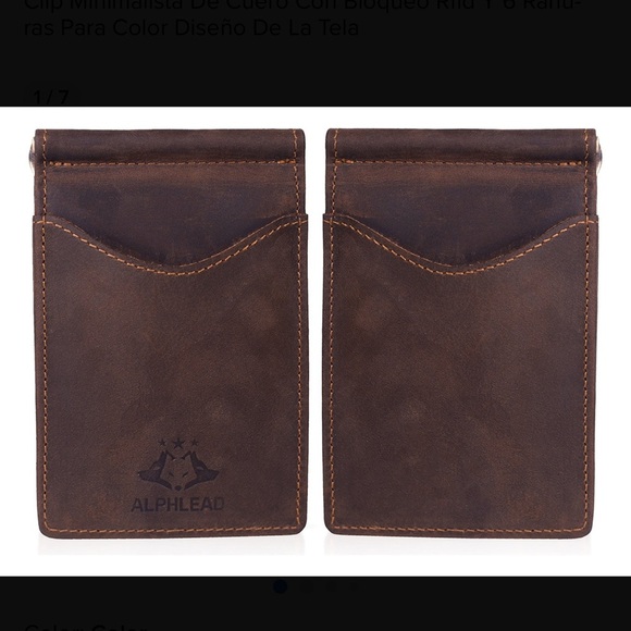 Dark Brown Leather Money Clip - Picture 1 of 5